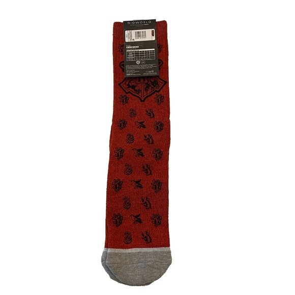 NEW Harry Potter Gryffindor House Crest Scarlet Mens size 8-12 Crew Sock 1 Pair - Picture 4 of 7